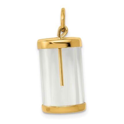 14k 3-D Fillable Vial Capsule with Glue-on Top Charm