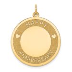 14K HAPPY ANNIVERSARY with Hearts 25mm Engravable Disc Charm