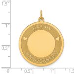 14K HAPPY ANNIVERSARY with Hearts 25mm Engravable Disc Charm - Image 4