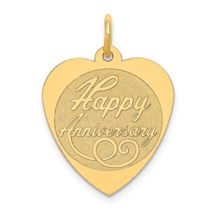 14K HAPPY ANNIVERSARY 18mm Engravable Heart Charm