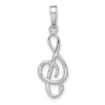 14K White Gold 3-D Treble Clef Pendant - Image 3