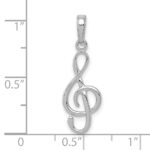 14K White Gold 3-D Treble Clef Pendant - Image 4
