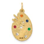14k Multi-color CZ Stones Artist Palette Charm - Image 3