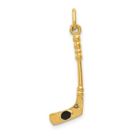 14K 3-D Hockey Stick With Enamel Charm