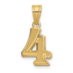 14k Polished Etched Number 4 Pendant