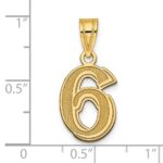 14k Polished Etched Number 6 Pendant - Image 2