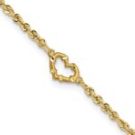 14k Diamond-cut Open Heart and Rope Chain Anklet