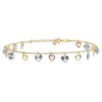14K Tri-Color Dangle Hearts Plus Extender - Total Anklet - Image 3