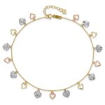 14K Tri-Color Dangle Hearts Plus Extender - Total Anklet - Image 4