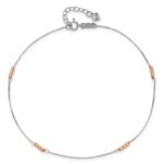 14K Two-Tone Mirror Beaded 4-Station Plus Extender - Total Anklet - Image 5