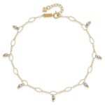 14K Two-Tone Mirror Bead Dangles Plus Extender - Total Anklet - Image 4