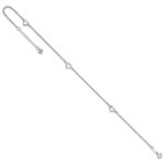 14k White Gold Diamond-cut Hearts 3-Station Plus Extender - Total Anklet - Image 7
