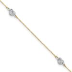 14k Two-tone Diamond-cut Triple Puffed Hearts Plus Extender - Total Anklet