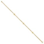 14k Polished Puffed Heart 3-Station Anklet - Image 2