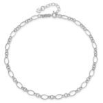 14k White Gold Fancy Figaro Link Plus Extender - Total Anklet - Image 3