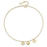 14k Three Heart Dangles Plus Extender - Total Anklet - Image 5