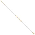 14K Two-tone Three Hearts and Diamond-cut Beads Plus Extender - Total Anklet - Image 2