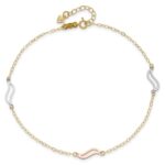 14K Tri-color Open Wavy Links 3-Station Plus Extender - Total Anklet - Image 4