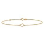14K Textured and Polished Open Heart Plus Extender - Total Anklet - Image 3