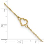 14K Textured and Polished Open Heart Plus Extender - Total Anklet - Image 5