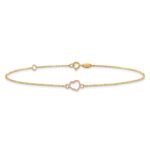 14k Two-tone Textured and Polished Open Heart Plus Extender - Total Anklet - Image 3