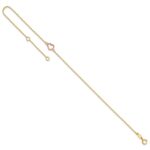 14k Two-tone Textured and Polished Open Heart Plus Extender - Total Anklet - Image 7