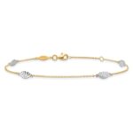 14K Two-Tone Diamond-cut Leaf 4-Station Plus Extender - Total Anklet - Image 3