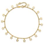 14k Polished and Textured Dangle Stars Plus Star Dangle Extender - Total Anklet - Image 4