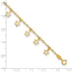 14k Polished and Textured Dangle Stars Plus Star Dangle Extender - Total Anklet - Image 5