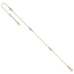 14k Two-tone Diamond-cut Triple Puffed Hearts Plus Extender - Total Anklet - Image 7