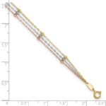 14k Tri-color 3-Strand Diamond-cut Beaded 9-Station Plus Extender - Total Anklet - Image 4