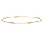 14K Two-Tone Polished Stars 5-Station Plus Extender - Total Anklet - Image 3