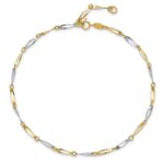14k Two-Tone Polished Oval Twist Link Plus Extender - Total Anklet - Image 5