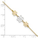 14K Two-tone Polished Three Cut-out Flowers Plus Extender - Total Anklet - Image 5