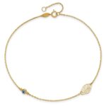 14k Leaf and Glass Eye Bead Plus Extender - Total Anklet - Image 5