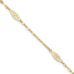 14K Fancy Filigree Link 5-Station Plus Extender - Total Anklet