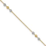 14K Two-tone Diamond-cut Beaded 4-Station Plus Extender - Total Anklet
