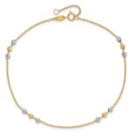 14K Two-tone Diamond-cut Beaded 4-Station Plus Extender - Total Anklet - Image 5