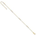 14K Two-tone Diamond-cut Beaded 4-Station Plus Extender - Total Anklet - Image 7