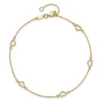 14K Open Heart and Chain 5-Station Plus Extender - Total Anklet - Image 4