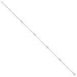 14K Two-tone White and Rose Satin Hearts 4-Station Plus Extender - Total Anklet - Image 2