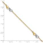 14k Two-tone Diamond-cut Double Hearts 3-Station Plus Extender - Total Anklet - Image 7