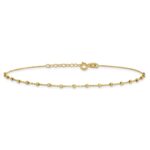14K Diamond-cut Bead and Chain Plus 0.Extender - Total 9.Anklet - Image 3