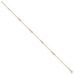 14k Tri-color Polished Hearts and Circles Plus Extender - Total Anklet - Image 2