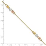 14K Two-tone with White Rhodium 3-Station Flowers Plus Extender - Total Anklet - Image 6