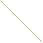 14K Polished and Diamond-cut 5-Station Beaded Mixed Link Anklet - Image 2