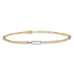 14K Two-tone Polished Diamond-cut 3-Station Plus Extender - Total Anklet - Image 3