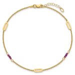 14k Polished Red Corundum Beads and Ovals Plus Extender - Total Anklet - Image 4