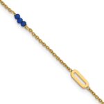 14k Polished Blue Spinel Beads and Ovals Plus Extender - Total Anklet