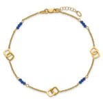 14k Polished Blue Spinel Beads and Squares Plus Extender - Total Anklet - Image 4